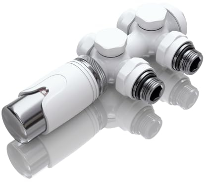 VILSTEIN® Universal Heizkörperanschluss Set [MIT THERMOSTAT] - Multiblock Anschluss für Heizung - Zweirohrsystem Hahnblock Chrom - Ventilhahnblock Amaturensystem - Durchgangs - & Eckanschluss