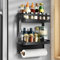 aceyoon Etagere Magnetique Frigo, Multifonction Etagere Epice Magnétique Puissant, Rangement Cuisine Gain de Place avec Porte Sopalin et 4 Petit Crochets pour Réfrigérateur, Machines à Laver (Noir)