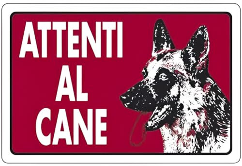 bricoleva.it Cartello Attenti al cane per Cancello Recinzione e Pareti - Cartello Segnaletico Avviso Cane in Plastica Resistente e Duraturo - Dimensione 20x30 cm