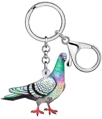 NEWEI Süß Acryl Taube Schlüsselanhänger Ringe Vogel Anhänger Für Frauen Mädchen Kinder Tasche Geldbörse Charms Auto Geschenke (Taube A)