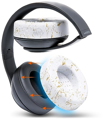 WC SweatZ Studio – Patentierte Ohrpolsterbezüge für Beats Studio 3 (A1914) und Beats Studio 2 (B0500/B0501), hergestellt von Wicked Cushions | Schweißfest und leicht waschbar | Gold Marble
