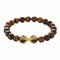 Whoiy Armband Perlen Herren, Armkette Herren Gold Tigerauge Edelstahl Quadratisches Krallen Stretch Armband 8mm Perlenarmband 19cm