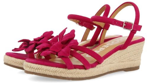 GIOSEPPO Sandalias DE Piel Color Fucsia con Adorno DE Flor Y CUÑA DE Yute para Mujer SAMSULA