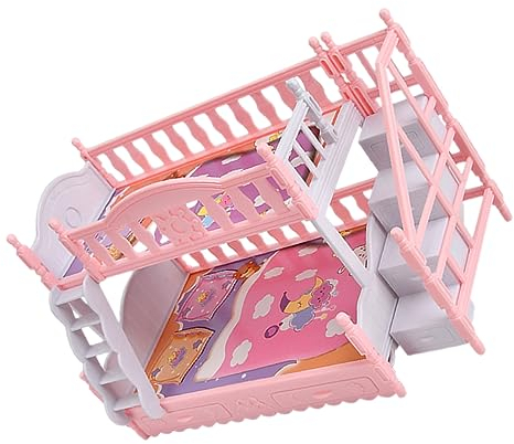 HOMSFOU Spielzeuge Mini-Doppelstockbetten Puppenhaus Miniatur-Kissen Für Das Bett Puppen-Etagenbett Mini-Möbelmodelle Miniaturmöbel Ornamente Bettlaken Requisiten Dekorieren Die