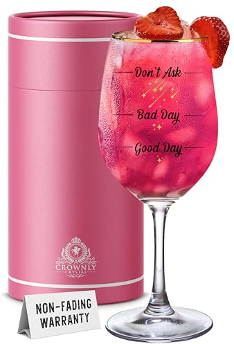 CROWNLY CRYSTAL® Personalised Wine Glass Gin Glass Gifts for Friends & Colleagues - Birthday Gift Idea