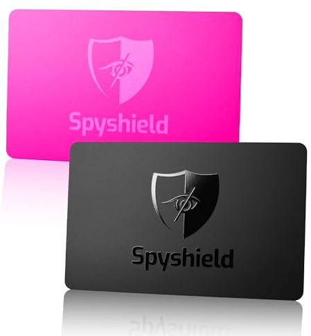 Spyshield RFID Blocker Karte NFC Schutzkarte mit Störsender, Pink | Bank-, EC-, Kreditkarte, Reisepass schützen | RFID-Schutz für Cliphalter, Geldbörse (1x Black u. Pink)