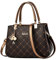 SODOLLEE Handtasche Damen Elegant Henkeltasche mit Exquisiter Anhänger PU Leder Frauen Umhängetasche Ahornblatt Schultertasche für Reisen Shopper Arbeiten Bronze Griff E-3AW, Gold
