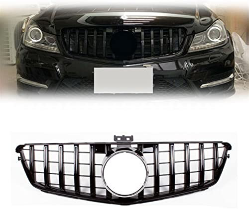 Kühlergrille Kühlergrill Grill Schwarz/Silber Auto Obere Stoßstange Haube Mesh Kit Für Benz C-Klasse W204 2008.7-2013 C200 C250 C300 C180 GT (Color : Schwarz)
