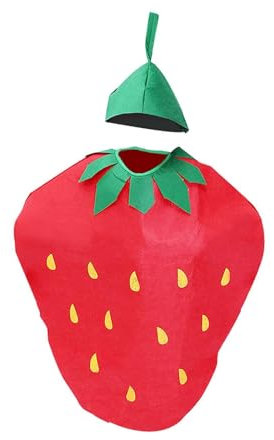 JISADER Disfraz de Fruta para Adultos con Sombrero, Disfraz de Comida Reutilizable de Dibujos Animados, Disfraz de Cosplay para Juegos de simulación, Fiesta, Fresa