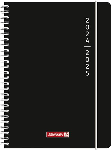 BRUNNEN Schülerkalender (2024/2025) „Plain Black“, 2 Seiten = 1 Woche, A5, 208 Seiten, schwarz