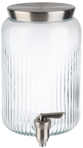 APS 10818 Getränkespender, 3,8 Liter, Glasbehälter, Edelstahl Zapfhahn, Ø 16 cm, Höhe 25 cm