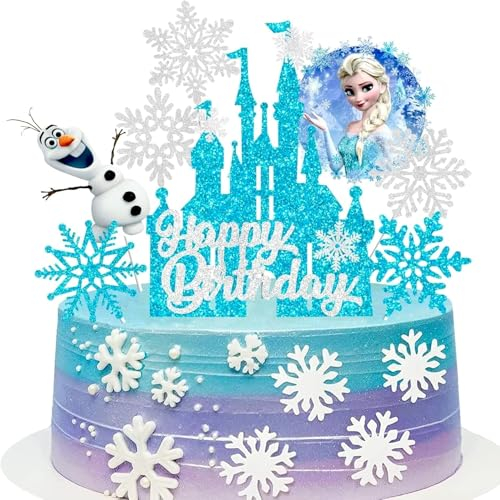 8 Pcs Cake Toppers for Girls, ice Cake Decorations, Cupcake Toppers, Birthday Party Decorations Supplies (Blue)