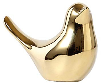 Qoekacy Casa Pile Figure di uccelli d'oro Statue di uccelli in Ceramica Moderni Scultura Animale Decorazione Artigianato in Ceramica d'oro-M