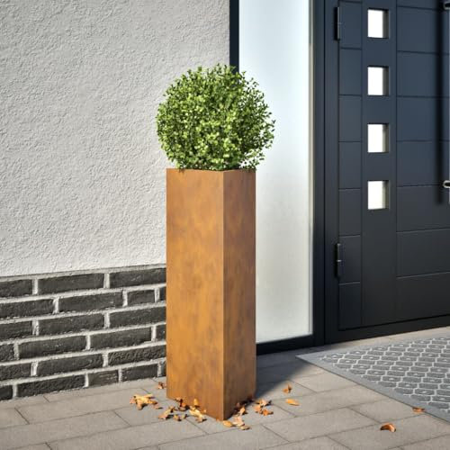 Kangmusi kangmusi851155 Pot de fleurs triangulaire en acier Corten 30 x 26 x 75 cm