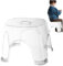Tabouret de douche en plastique transparent et imperméable, tabouret de douche antidérapant, repose-pieds de douche portable avec trou central pour salle de bain, porte d'entrée