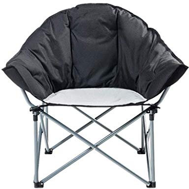 HCZKIUJY Saucer Camping Chair Cup Holder Iron Frame Folding Padded Round Portable Folding Chair