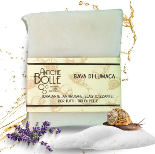 Antiche Bolle - Natürliche feste Seife mit Schneckenschleim und Olivenöl mit Lavendel, Zitronengras, Geranie - Handseife für Gesicht und Körper mit elastischen Eigenschaften für trockene und reife