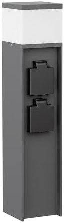 ledscom.de Pollerleuchte PODEL für außen, 39cm, anthrazit, 2 Steckdosen, inkl. G9 Leuchtmittel, 596lm, weiß