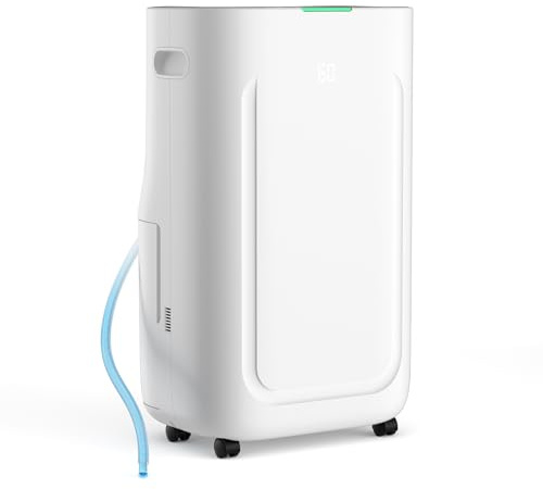 2025Aggiornato 5000 mq 80 pinte deumidificatore per scantinati con grande serbatoio dell'acqua da 6,5 l, timer 24 ore, blocco bambini, sbrinamento, silenzioso, muffa, funzionamento a 4 modalità di