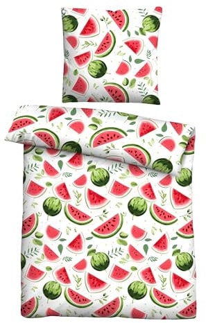 Traumhaft schlafen - Castell - Markenbettwäsche Bettwäsche Baumwoll Renforce 0040798 Wassermelone 1x 135x200 cm + 1x 80x80 cm, rot
