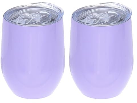 PATIKIL 12oz Sublimation Blanks Glitter Wine Tumbler Mugs, 2 Pcs Stainless Steel Double Wall Insulated Sublimation Cups with Lid for Wine Coffee Cocktails, Purple