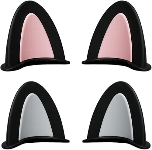 4er Set Katzenohren-Helmdekoration – Universell für Motorrad/Skihelme – Abnehmbares 3D-Silikon-Design in Schwarz und Rosa (Widerstandsfähig und Wetterfest)