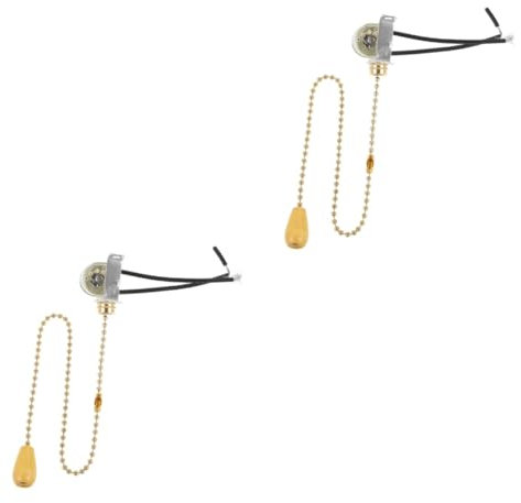 Angoily 2 Stück Lichtschalter umgeben Leistungsplatine wiederaufladbar Bausatz wandleuchte schalter für lampe praktischer Zuglampenschalter Ziehen Sie die Kettenlichtsteckdose Holz Golden