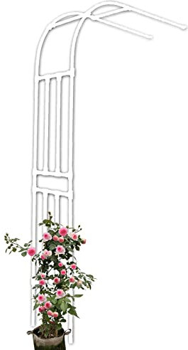 HFVUYAR Gartenbogen aus Metall, zur Wandmontage, für Kletterrosen, Pflanzen, Pergola, Laube, halbrund, wetterbeständig, Bogen für Rasen, Hinterhof, Terrasse, weiß (0,9 x 2,4 x 0,4 m)
