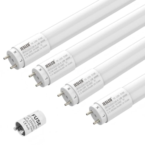 JESLED LED Röhre 120cm 4000K, 2310LM 14W T8 G13 Leuchtstoffröhre -4er Pack | PC-Material, hohe Lichtausbeute ersetzen 28W inkl. Starter -Ideal für Büro, Supermarkt, Garagen, Lagerhalle
