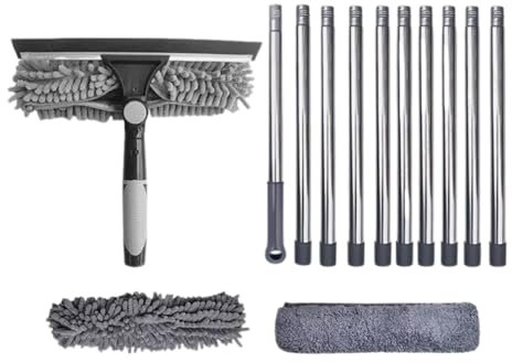 GjnjfdF - Squeegee for Window Cleaning Tool Kit | Extension Pole Rotatable Head 2 in 1 Washing Tool for Home Glass Windscreen Shower Outdoor Outdoor Mirror
