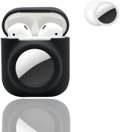 Custodia 2 in 1 Compatibile con Airpods 1/2 Compatibile con AirTag, Cover in Silicone Morbido Antigraffio, Anticaduta e Anti-Smarrimento per Airpod Pro 1/2 Uomini Donne