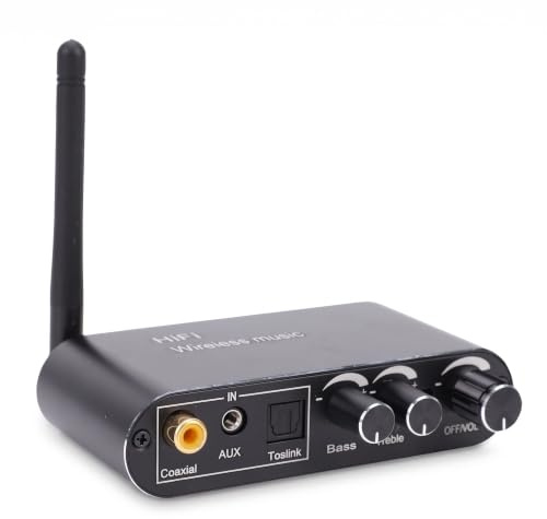 SENECESLI Digital-zu-Analog-Audio-Konverter mit Bluetooth 5.1-Empfänger-Sender-DAC, Digitaler Koaxialer Optischer auf 3,5-mm-Cinch-Audio-Adapter für Stereo-Lautsprecher,