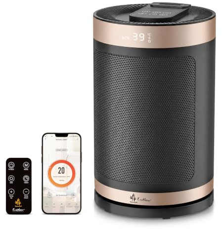 EcoNour 11 Space Heater for Home Low Energy Silent, 1500W WiFi Smart Electric Heater, Portable PTC Ceramic Heater with App & Voice Control, Thermostat, 12H Timer, 4 Modes, Bedroom Office Conservatory
