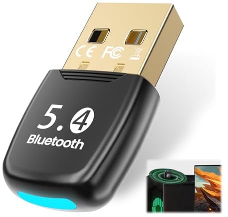 Bluetooth Dongle for Pc, USB Bluetooth 5.4 Adapter Pc for Windows 11 10 8.1 7 Linux Desktop Plug and Play BT Headphones Laptop Speaker Keyboard Mouse Printer Controller, EDR & BLE