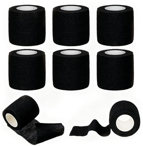 8 Rotoli Benda Elastica Coesiva 2.5cmx4.5m,Benda Nastro Elastico Autoadesivo,Bendaggio Sportivo Non Tessuto,per Mani, Piedi, Ginocchia, Braccia,Nero