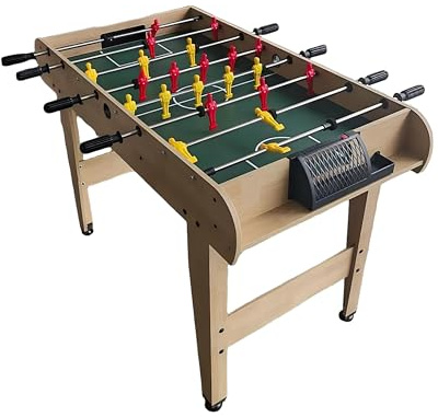 Relaxdays Kickertisch, HxBxT: 78 x 122 x 61 cm, Fußballkicker für Kinder & Erwachsene, 3 Bälle, Holzoptik, Natur/grün