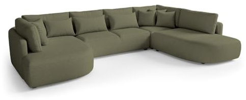 MW EURO-MEBLE Ecksofa Jacobs U - Wohnlandschaft, Polstersofa, Polstercouch (Rechte Seite - Grün: Tresor 77)