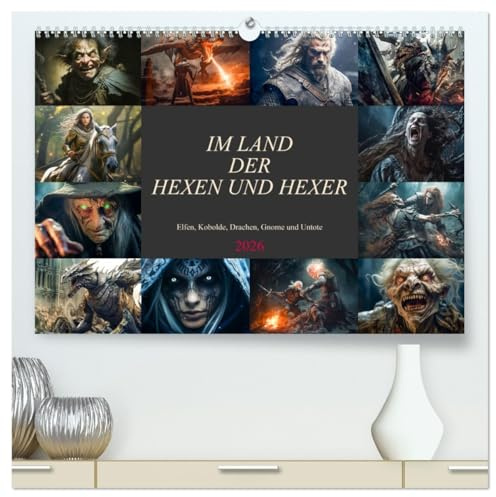 Im Land der Hexen und Hexer (hochwertiger Premium Wandkalender 2026 DIN A2 quer), Kunstdruck in Hochglanz: Geniale Bilder für Hexen- und Hexerfans bis hin zu Fantasy-Liebhabern. (CALVENDO Kunst)