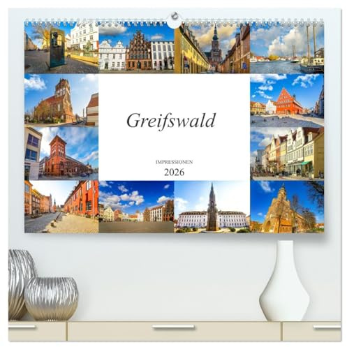 Greifswald Impressionen (hochwertiger Premium Wandkalender 2026 DIN A2 quer), Kunstdruck in Hochglanz: Zwölf einmalig schöne Bilder der Stadt Greifswald (CALVENDO Orte)