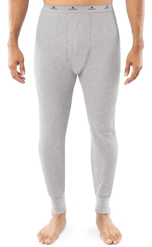 Indera Men's Heavyweight Cotton Waffle Long Johns Thermal Underwear Bottom, Heather Grey, Large