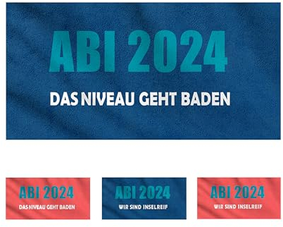 jilda-tex Abistrandtuch 90x180 cm Abihandtuch Strandtuch Strandtuch Abi 2025 Abitur (Das Niveau geht Baden blau)