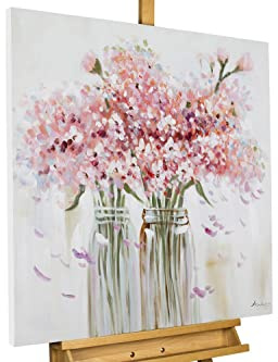 KunstLoft Acrylgemälde 'For my beloved wife' 80x80cm | 100% handgemaltes Leinwandbild | Blüten in Rosa | signiertes Unikat mit Echtheitszertifikat