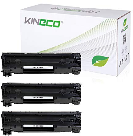 Kineco 3 Toner kompatibel mit HP CF283X Laserjet Pro M125nw, M125rnw, Laserjet Pro M127fw, Laserjet Pro M127FN, MFP M225DW DN, Laserjet 128, 120 Series - 83A - Schwarz je 2.200 Seiten