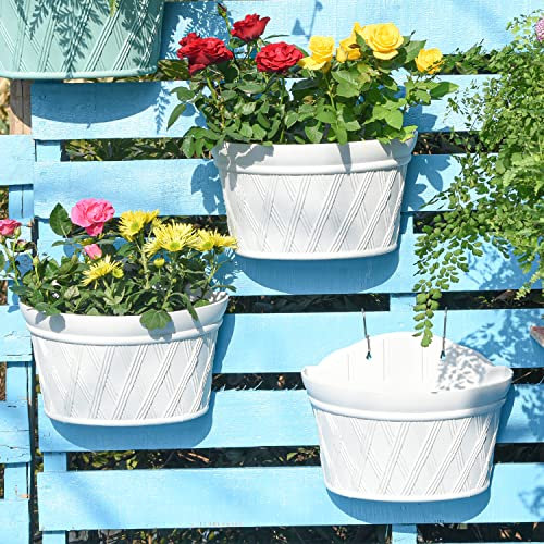 sungmor Hochwertige stabile & Verdickte Kunststoff Wand aufhängen Übertopf, Creative Wasser Aufbewahrung Blumentopf, Indoor Outdoor Deko Halbkreis Bepflanzen Topf