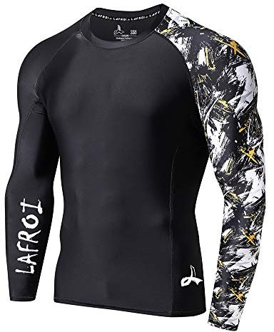 LAFROI Men's Long Sleeve UPF 50+ Baselayer Skins Performance Fit Compression Rash Guard-CLYYB Asym Swipes Size MD