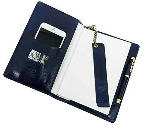 Time Resistance Leder Journal mit Nachfüllbarem A5 Notizblock und Lesezeichen Notizbuch Cover mit Stifthalter Blau 5207901 Blue