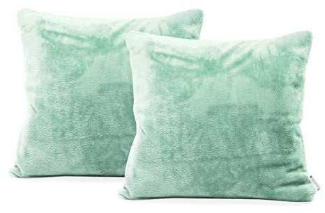 DecoKing 2tlg 2 Kissenbezüge 45x45 cm Mikrofaser Reißverschluss Fleece Kissenhüllen Pfefferminze Mic