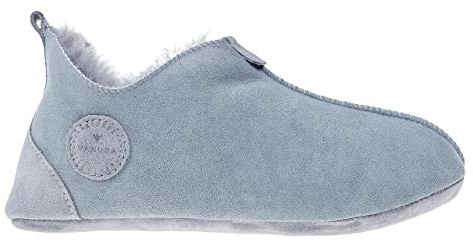 Vanuba Handgemacht Lammfell Hausschuhe Damen Winter Oxford Warme Hausschuhe Geschlossen - Pantoffeln Damen - Hüttenschuhe 36 Aschgrau