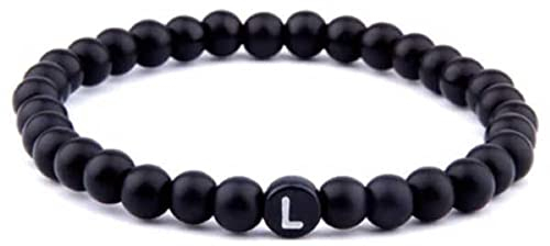 Sadingo Partnerarmband Perlen, Perlenarmband für Pärchen, Beziehungs Geschenk Partner, Buchstaben/Größe wählbar, Buchstabe:L, Größe:19 cm
