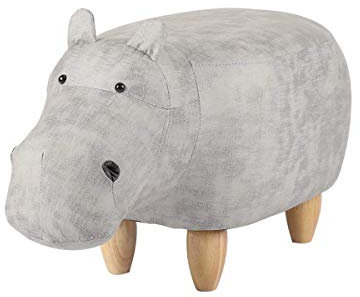 NMDCDH Form Hippo Fußschemel Gepolsterter Aufsitz Ottomans Gepolsterter Kissen Fußschemel und Hocker Fußstütze Hocker Sitz mit 4 Holzbeinen für Kinder Kinder oder Erwachsene Schlafzimmer Wohnzimmer